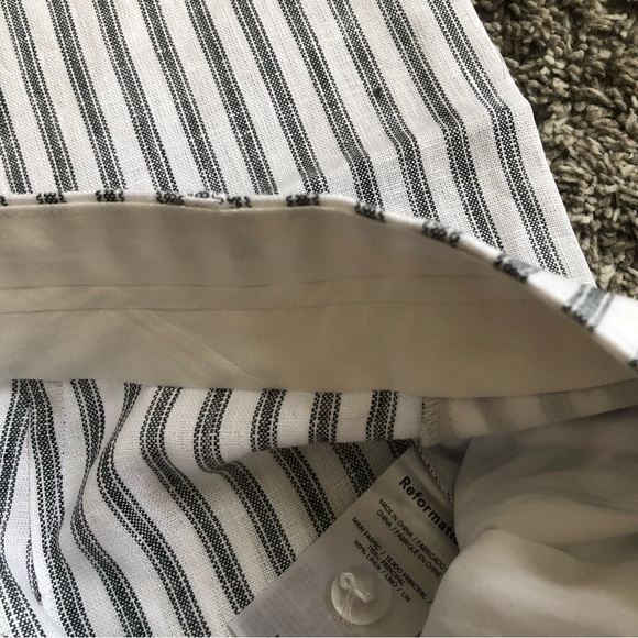 Reformation Carter Linen Mid Rise Pant - Antibes Stripe - Picture 4 of 6